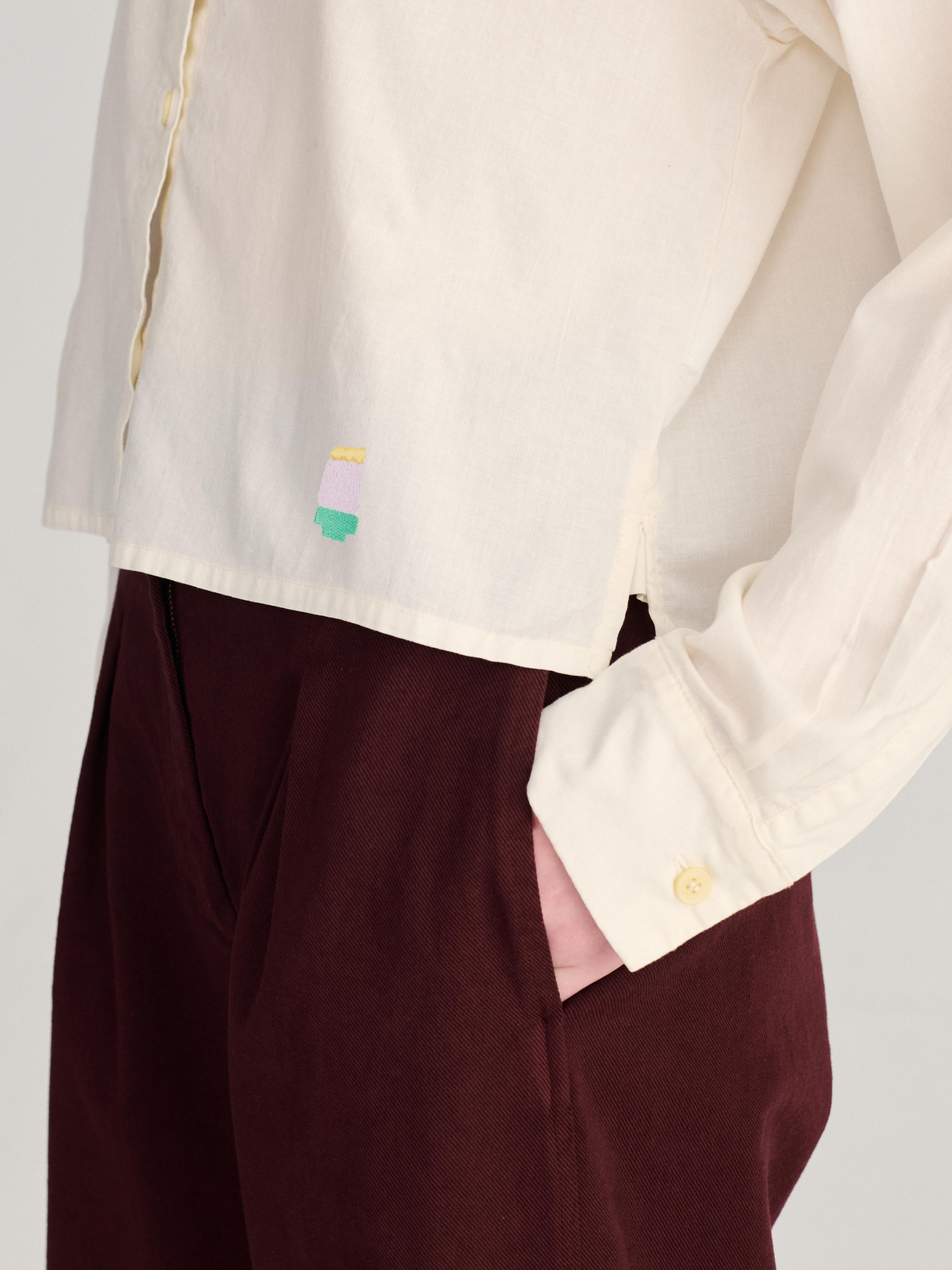 Bobo Choses Lace Ending Poplin Shirt Offwhite Damen Bluse weiß